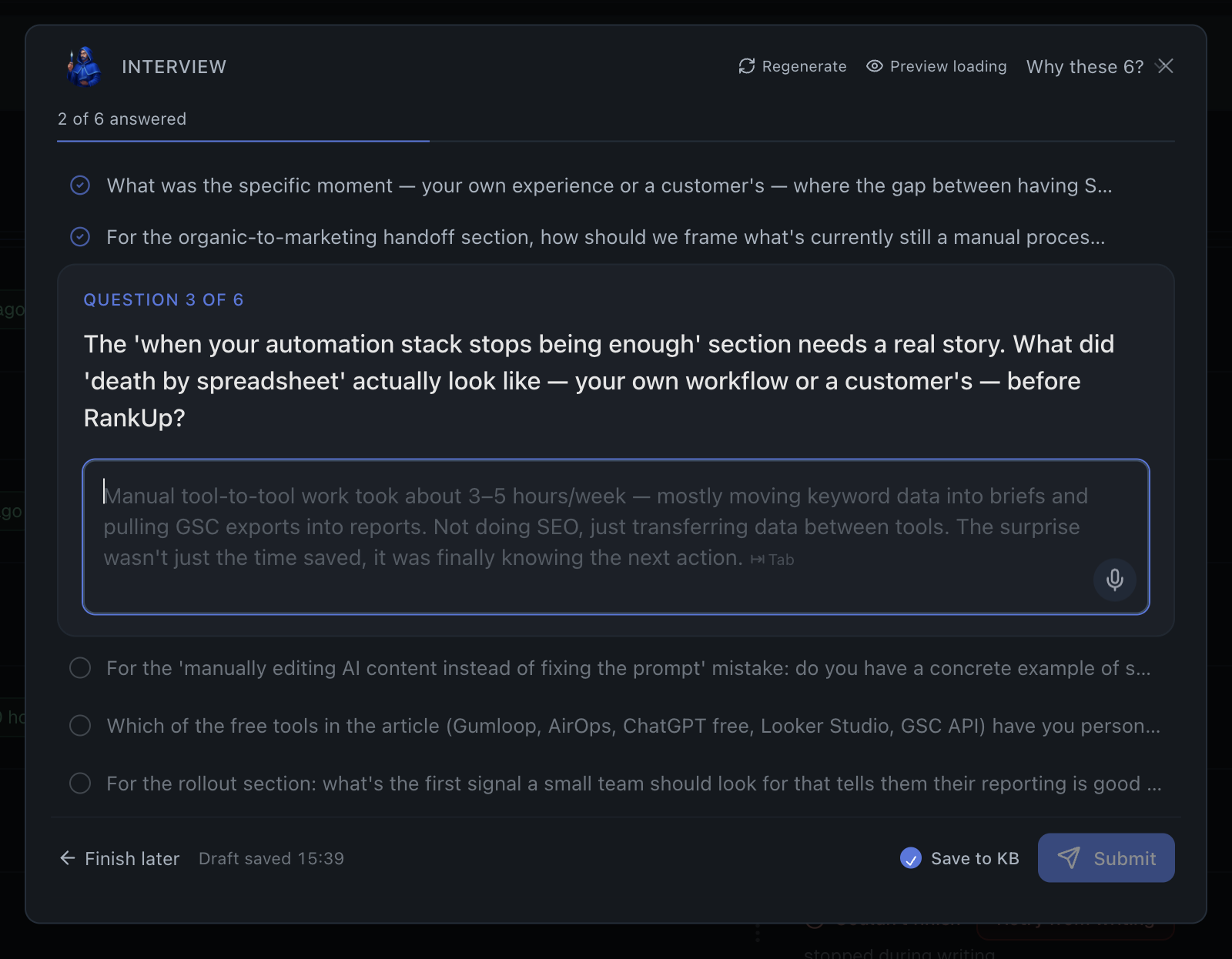 A focused question on a real knowledge gap, with a suggested answer